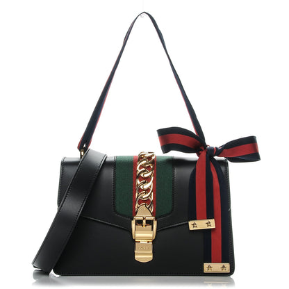 Gucci Calfskin Small Sylvie Shoulder Bag Black 1 of 9