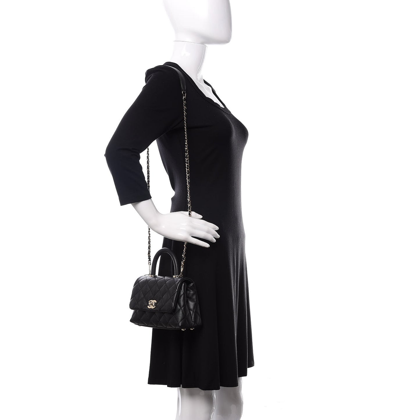 Caviar Quilted Extra Mini Coco Handle Flap Black