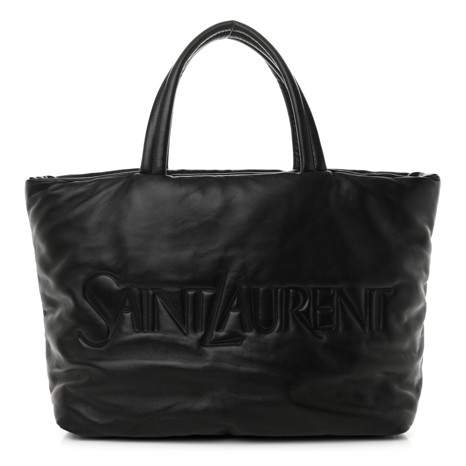 Saint Laurent Lambskin Wide Puffer Tote Black 1 of 10