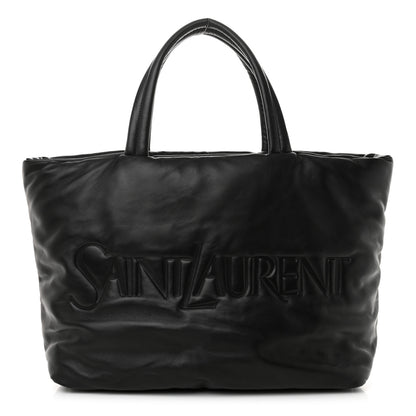 Saint Laurent Lambskin Wide Puffer Tote Black 1 of 10