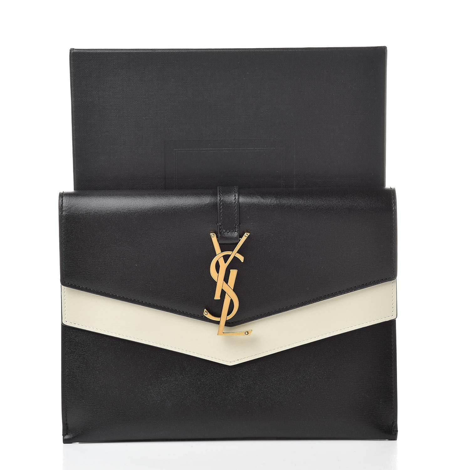 Saint Laurent Smooth Calfskin Monogram Sulpice Clutch Black White 9 of 9