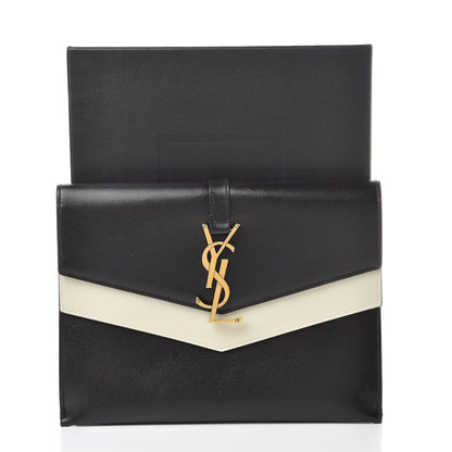 Saint Laurent Smooth Calfskin Monogram Sulpice Clutch Black White 9 of 9