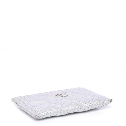 Chanel Metallic Lambskin Perforated Quilted Card Holder Silver 4 of 12