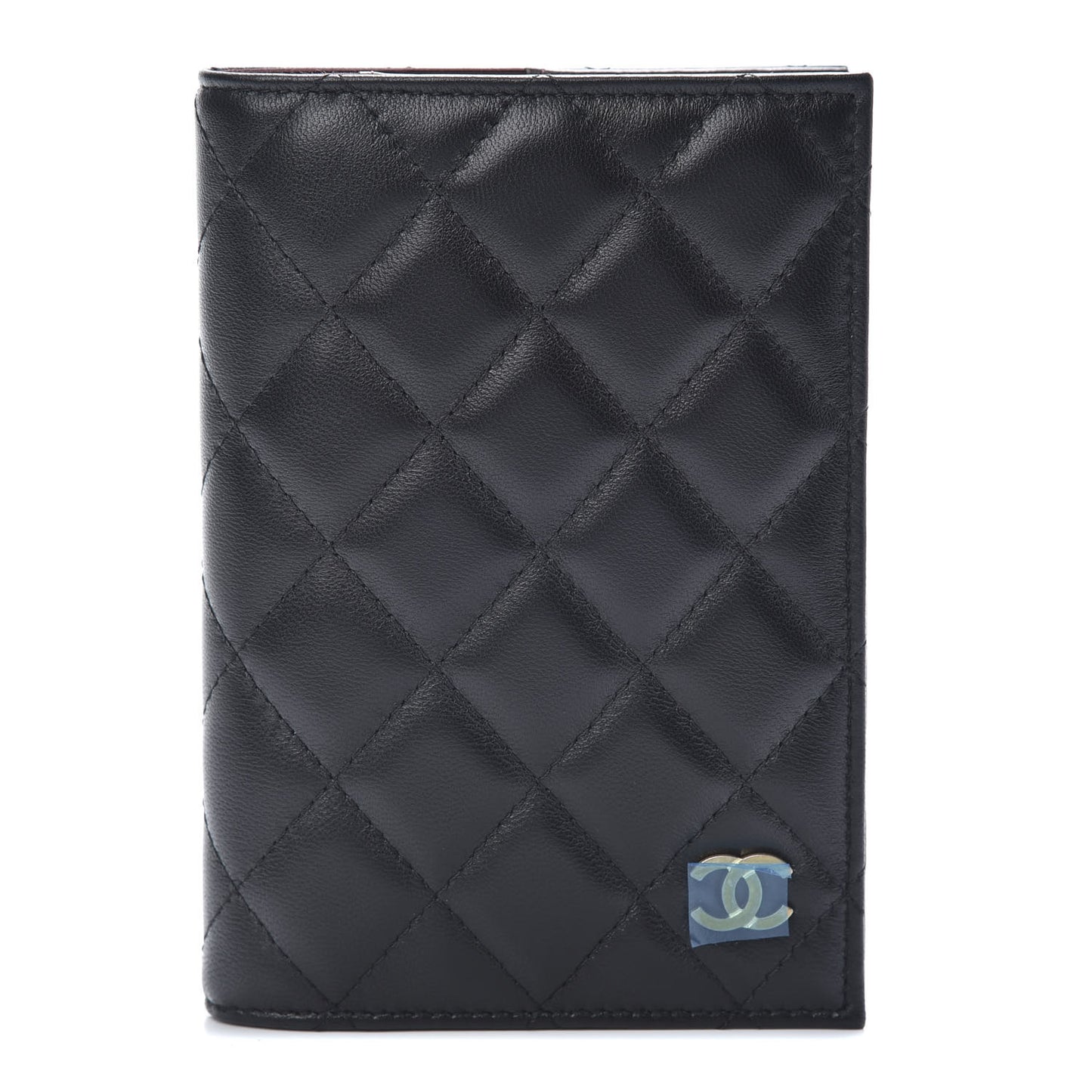 Lambskin Quilted Passport Holder Black