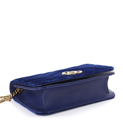 Gucci Velvet Matelasse GG Marmont Mini Bag Cobalt Blue 4 of 11