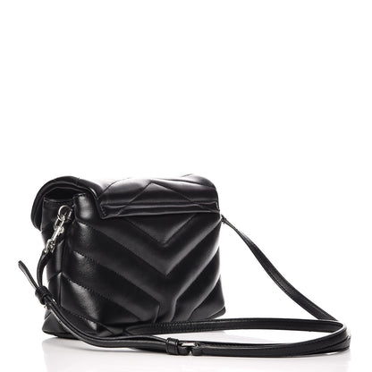 Saint Laurent Calfskin Y Quilted Monogram Toy Loulou Crossbody Bag Black 3 of 8
