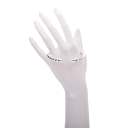 David Yurman Sterling Silver Diamond Pearl 5mm Cable Classics Princess Bracelet 2 of 5