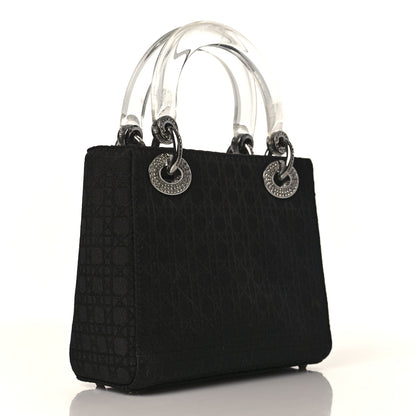 Christian Dior Canvas Swarovski Crystal Cannage Mini Lady Dior Black 2 of 9