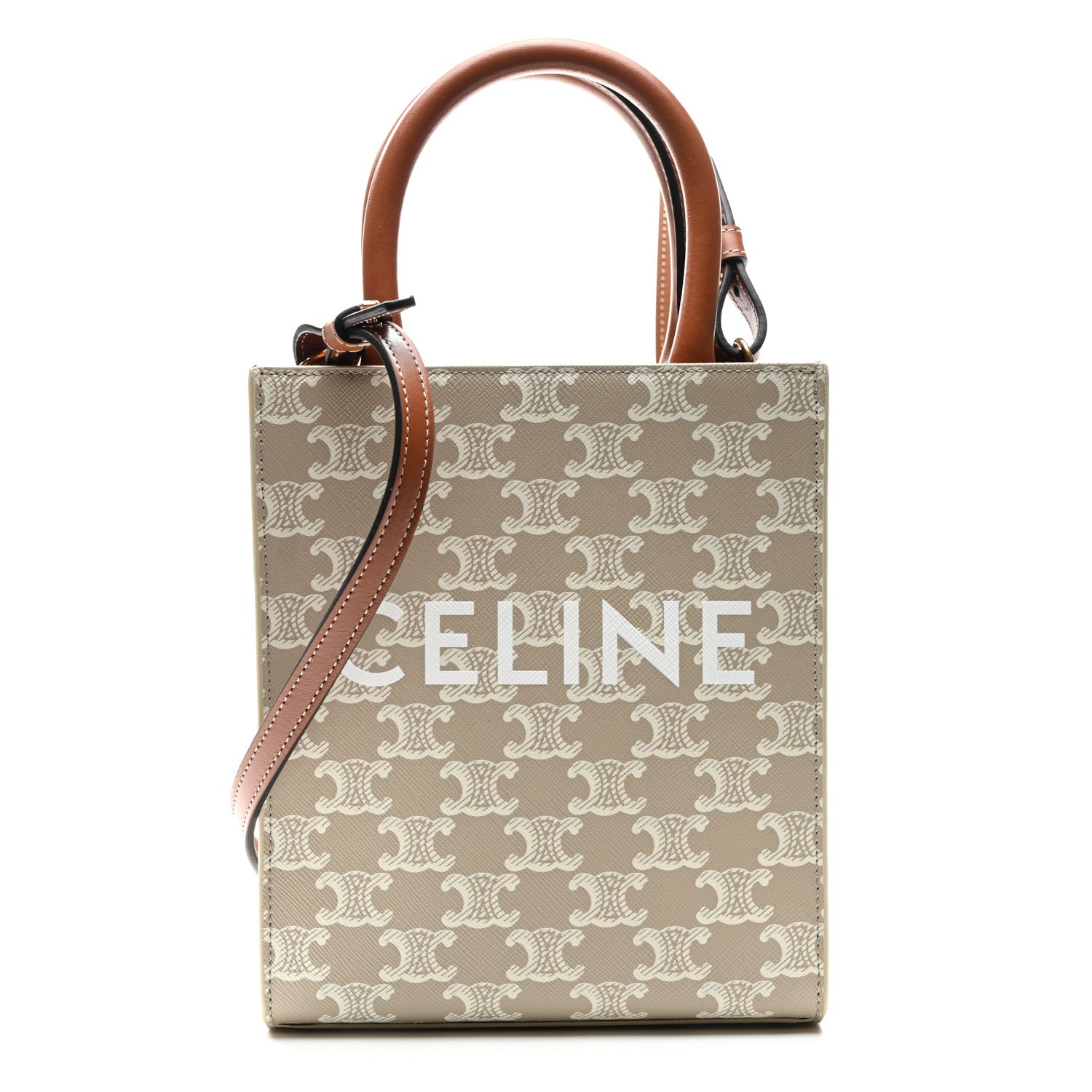 Celine Triomphe Canvas Calfskin Mini Vertical Cabas Grege 1 of 8