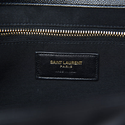 Saint Laurent Grain De Poudre Matelasse Chevron Large Monogram Satchel Black 8 of 9