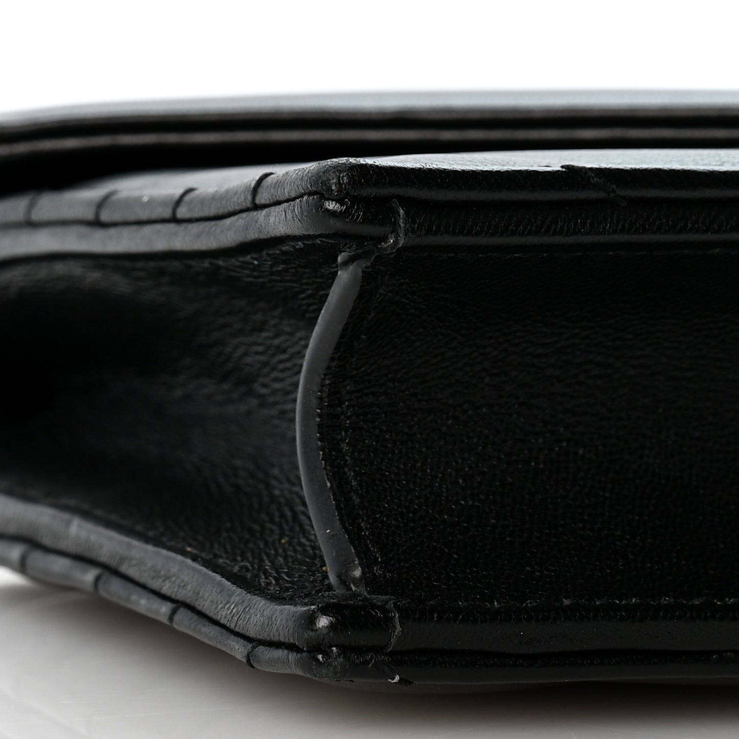 Lambskin Matelasse Chevron Monogram Envelope Chain Wallet Black