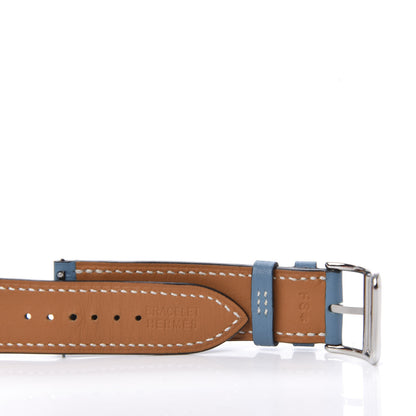 Hermes Swift Heure H Hour Watch Strap Blue Jean 3 of 5