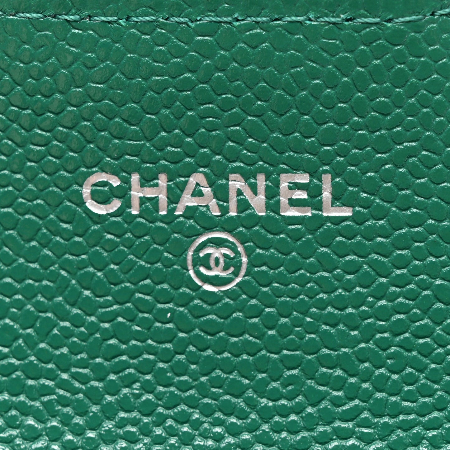 Caviar Quilted Flap Card Holder Wallet Green