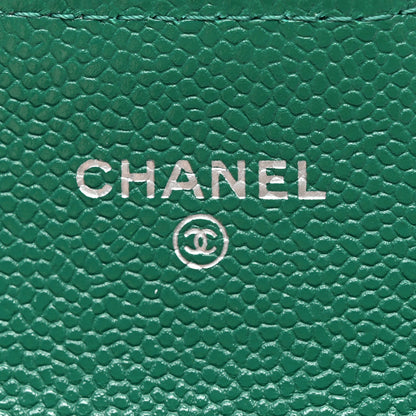 Chanel Caviar Quilted Flap Card Holder Wallet Green 6 of 9