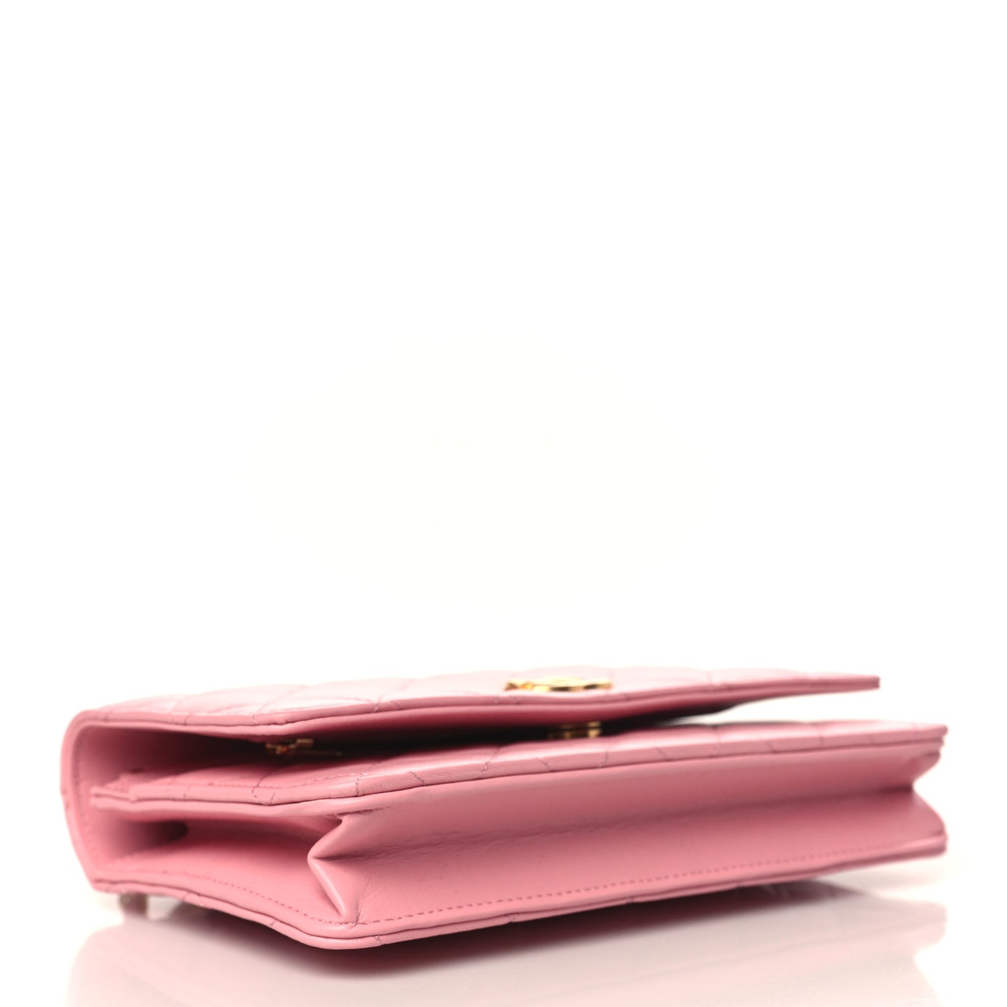 Lambskin Quilted Pick Me Up Wallet On Chain WOC Light Pink
