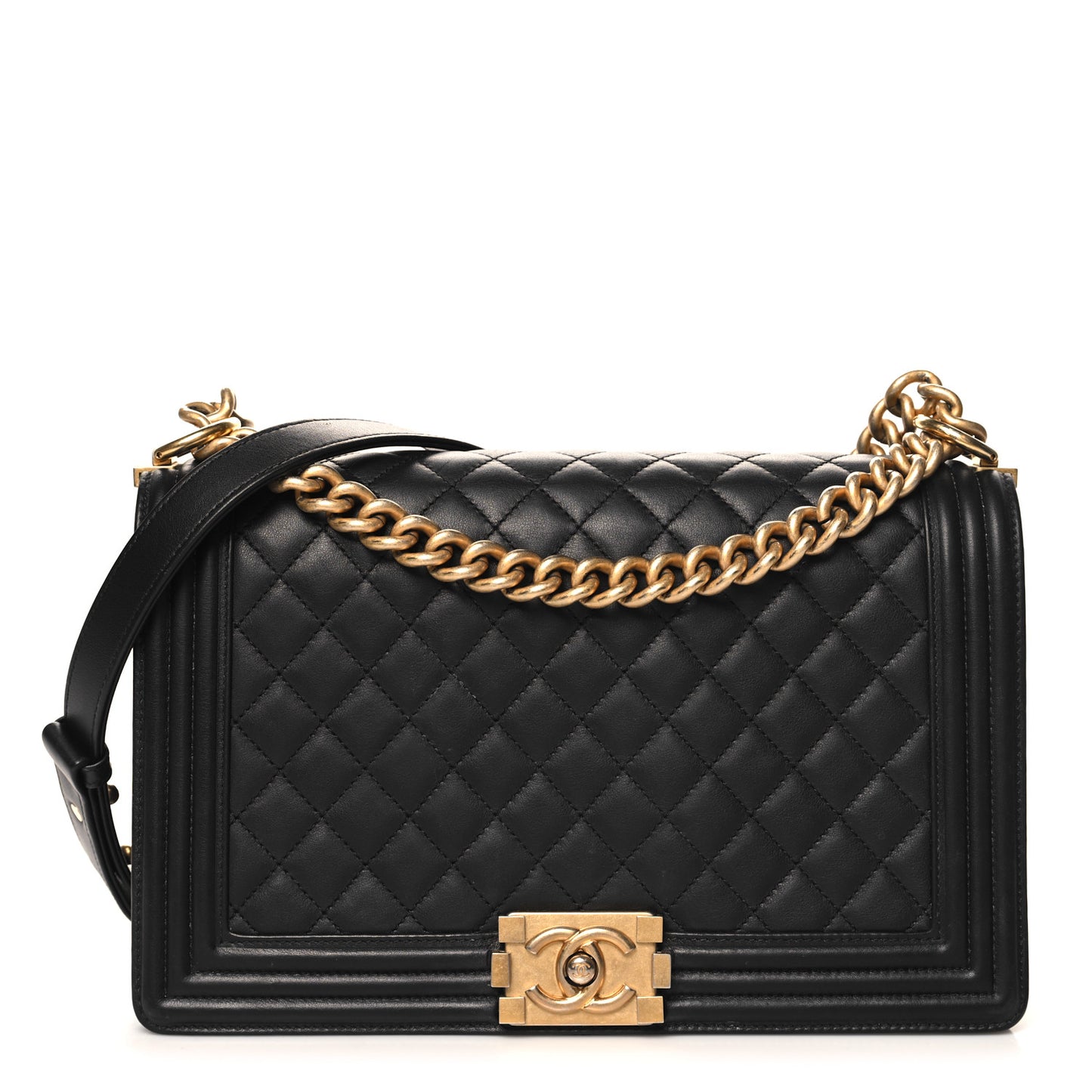 Calfskin Quilted New Medium Boy Flap Black