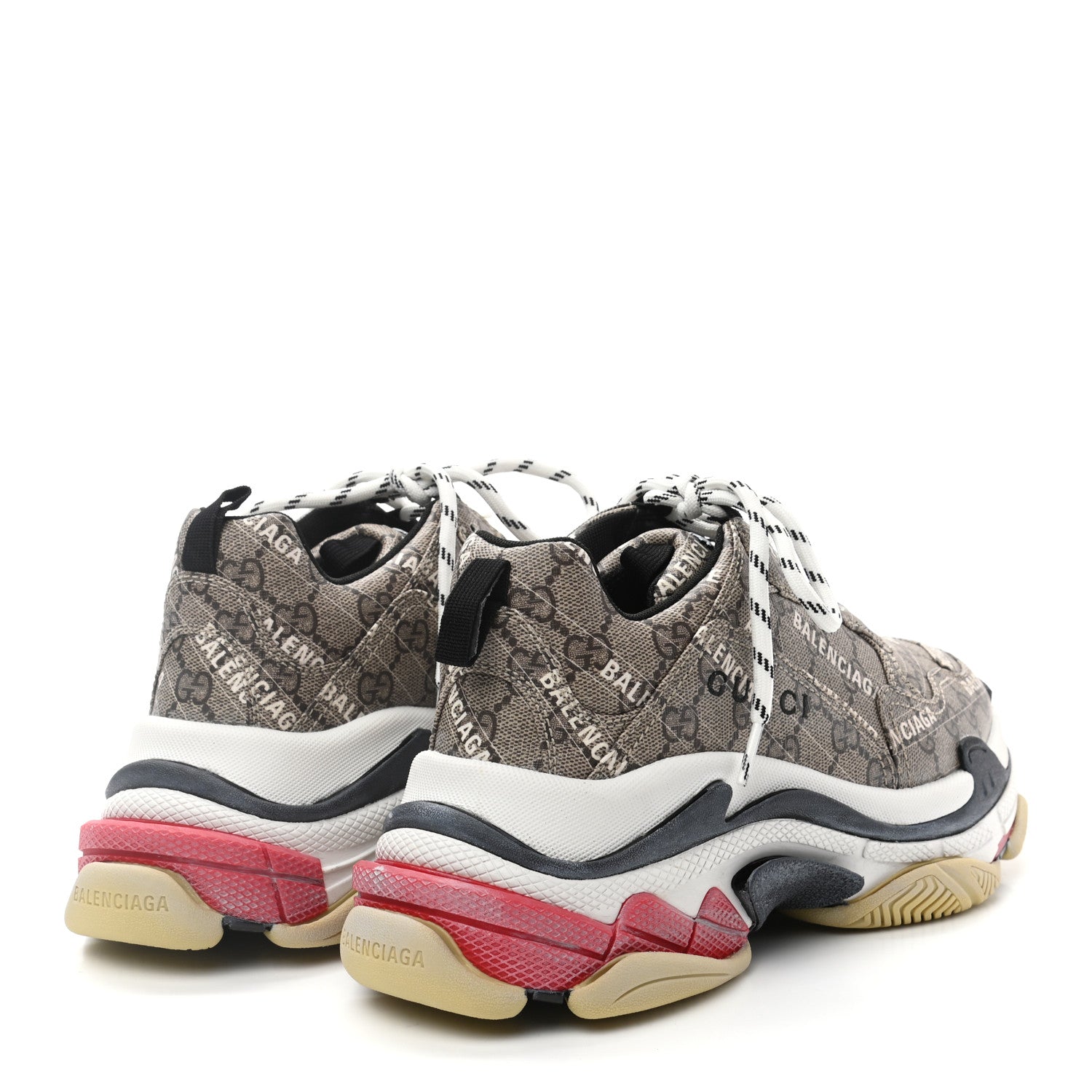 Balenciaga X GUCCI GG Supreme Monogram Allover Logo Mens Triple S Sneakers 39 Beige Ebony Mystic White 4 of 8