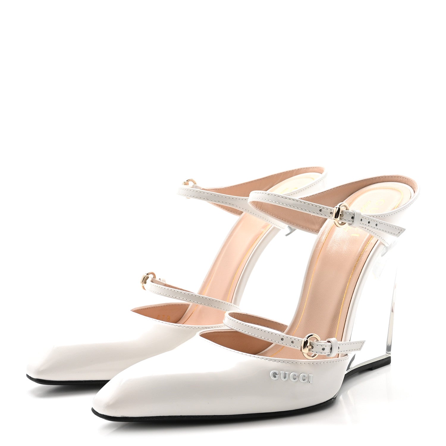 Gucci Regent Calfskin Wedge Mules 37 White 1886665 – FASHIONPHILE
