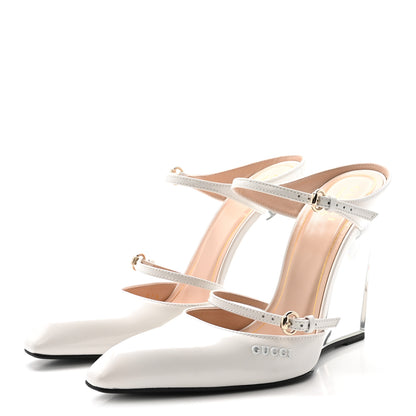 Gucci Regent Calfskin Wedge Mules 37 White 4 of 9