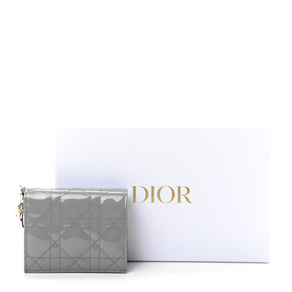 Christian Dior Patent Cannage Mini Lady Dior Wallet Gray Stone 8 of 8