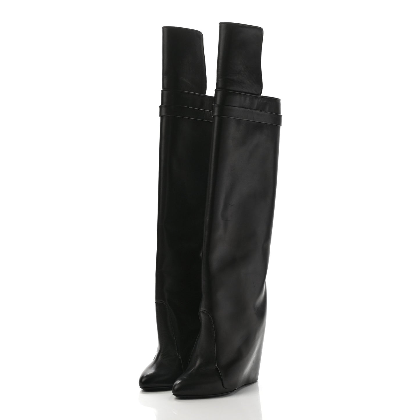 Calfskin Shark Look Over The Knee Boots 36 Black