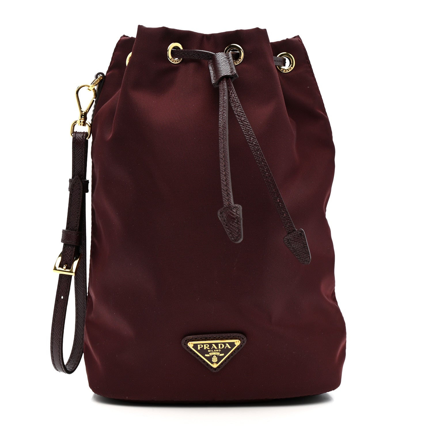 Prada Nylon Vela Drawstring Wristlet Pouch Bordeaux 1 of 10