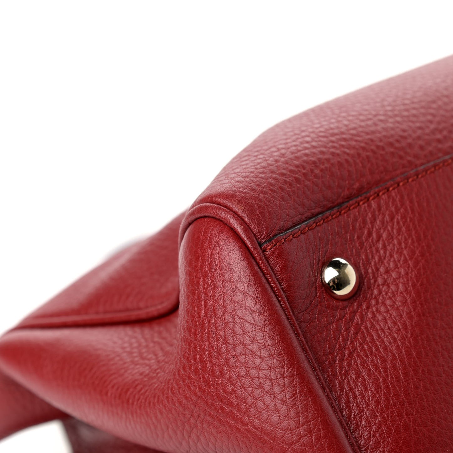 Pebbled Calfskin Medium Bamboo Shopper Tote Red