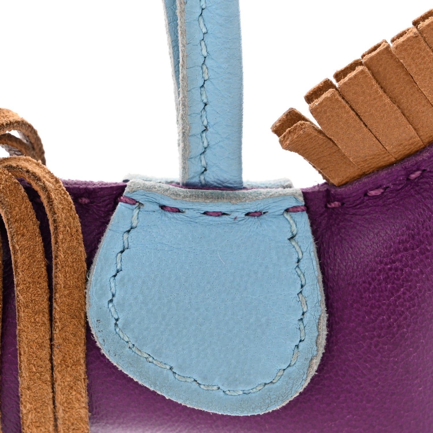 Hermes Milo Lambskin Grigri Rodeo Horse Bag Charm PM Violet Celeste Kraft 5 of 5