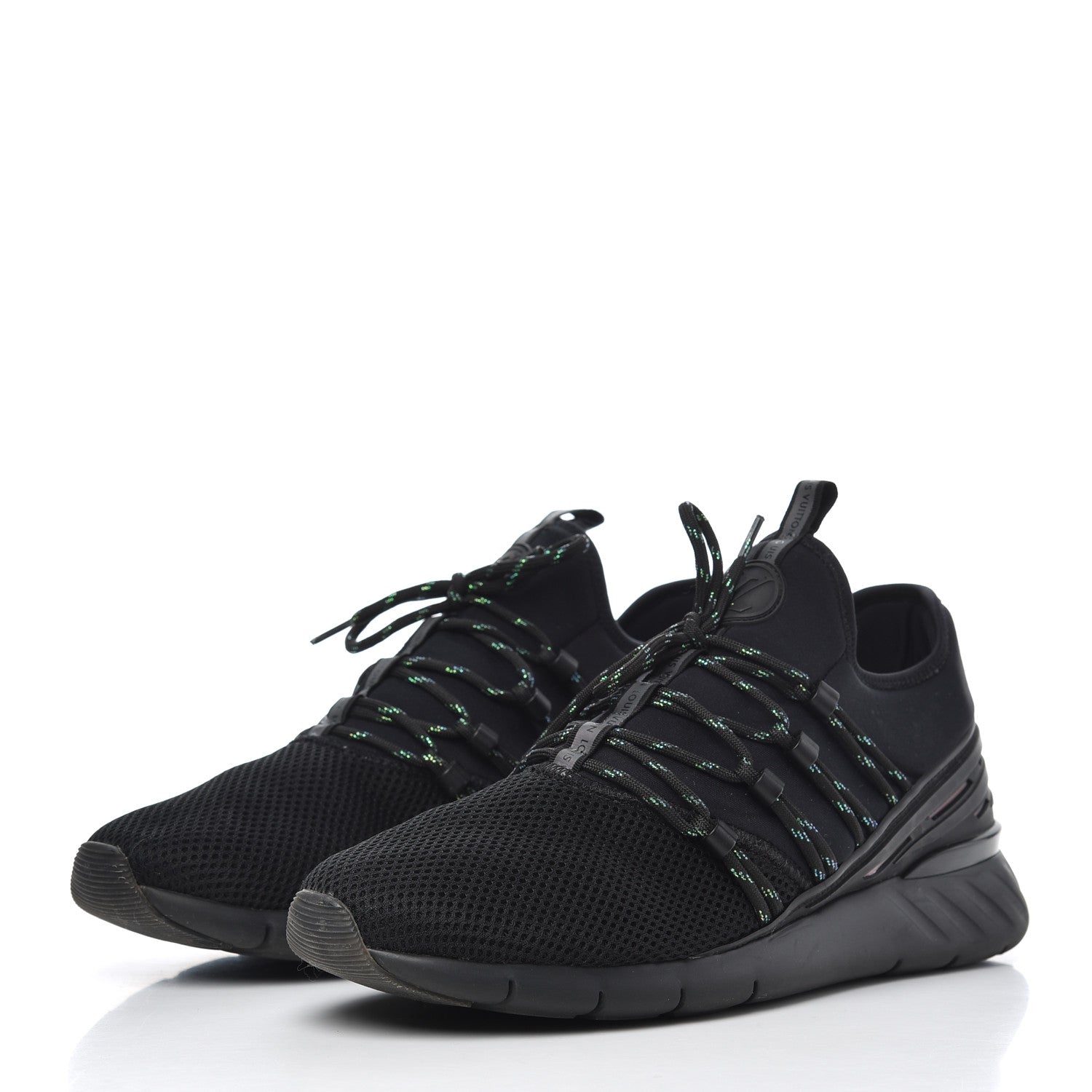 Louis Vuitton Neoprene Mesh Rubber Fastlane Low Sneakers 7.5 Black 3 of 15