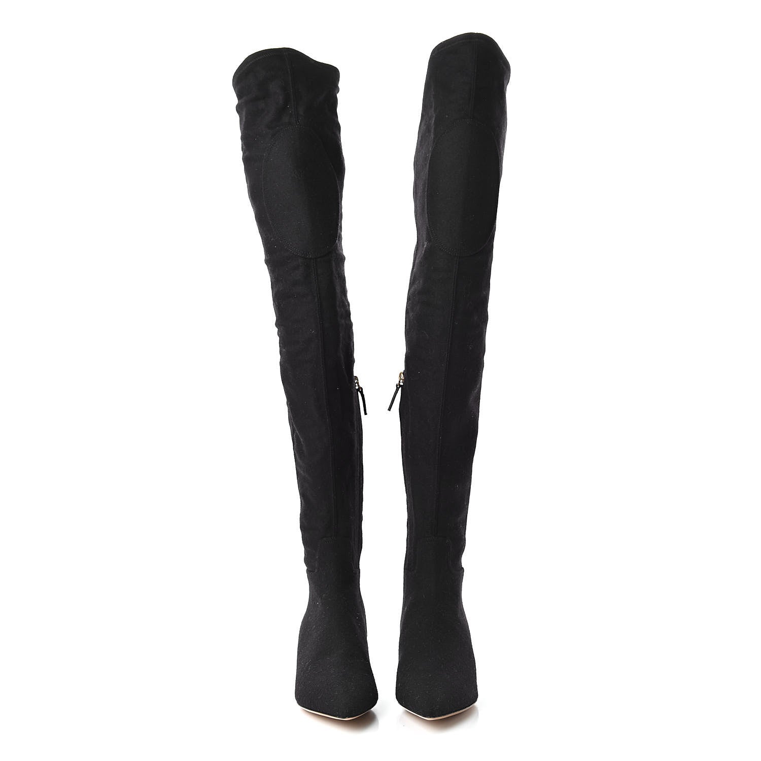 Valentino Garavani Suede Thigh High Kitten Heel Boots 36 Black 2 of 8
