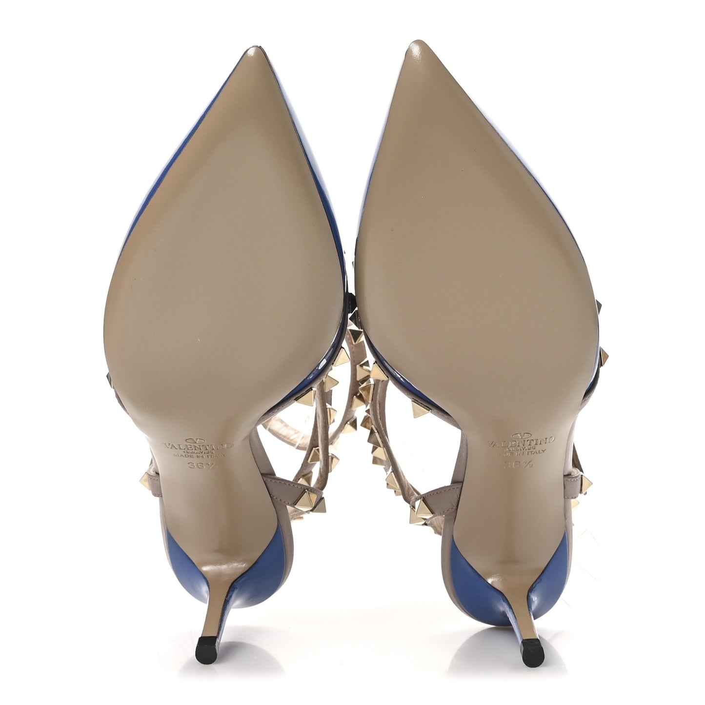 Patent Rockstud Ankle Strap 65mm Pumps 36.5 Indaco Poudre
