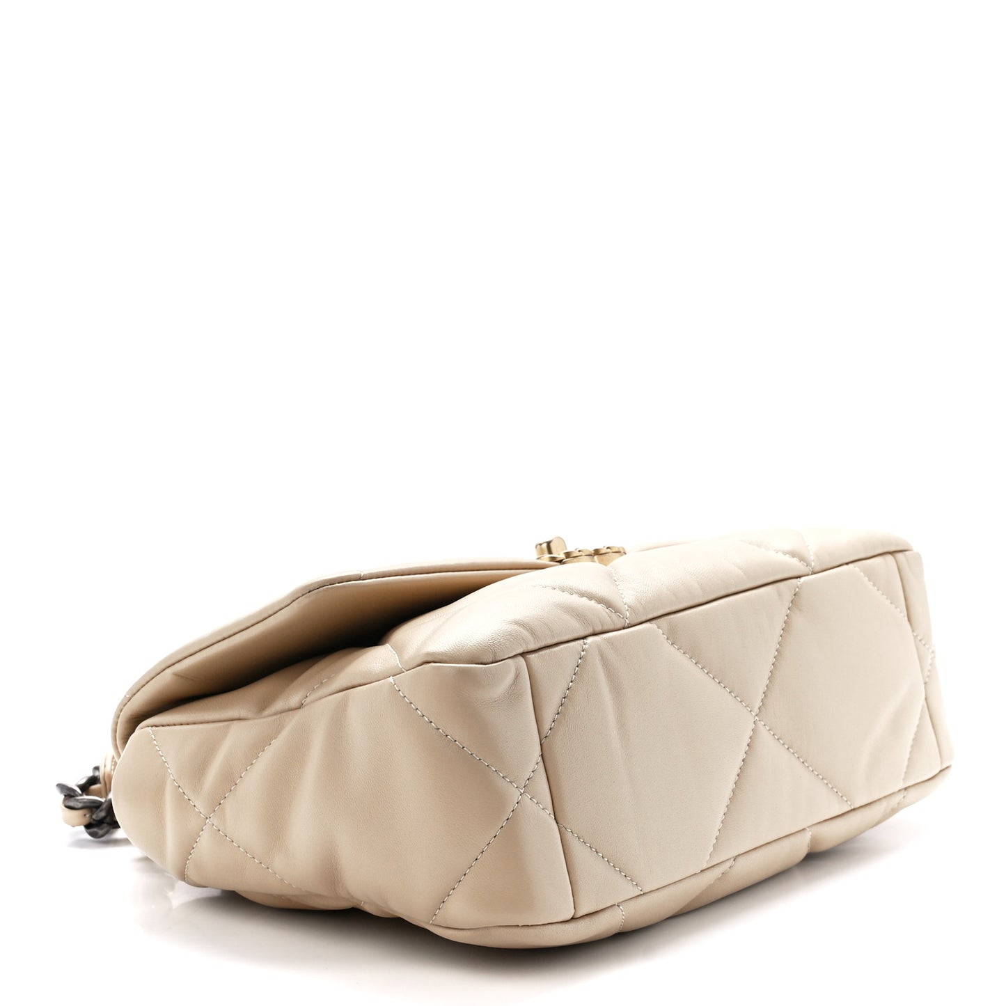 Lambskin Quilted Medium Chanel 19 Flap Light Beige
