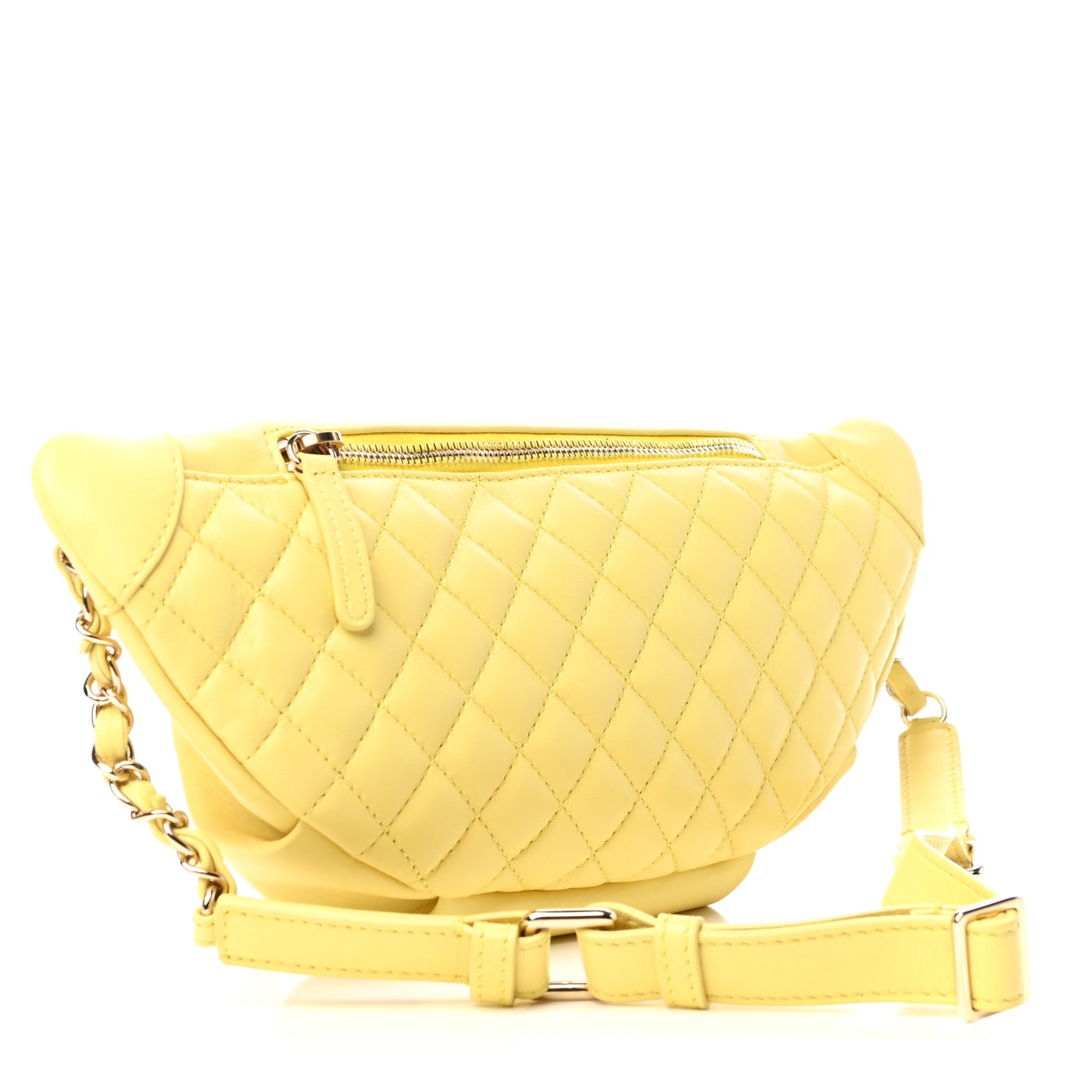 Lambskin Quilted Waist Belt Bag Yellow