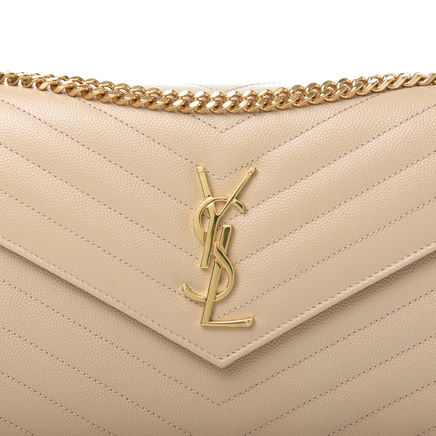 Grain De Poudre Matelasse Chevron Monogram Chain Wallet Nude Powder