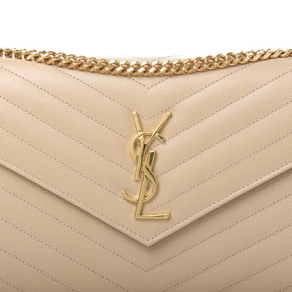 Saint Laurent Grain De Poudre Matelasse Chevron Monogram Chain Wallet Nude Powder 9 of 10