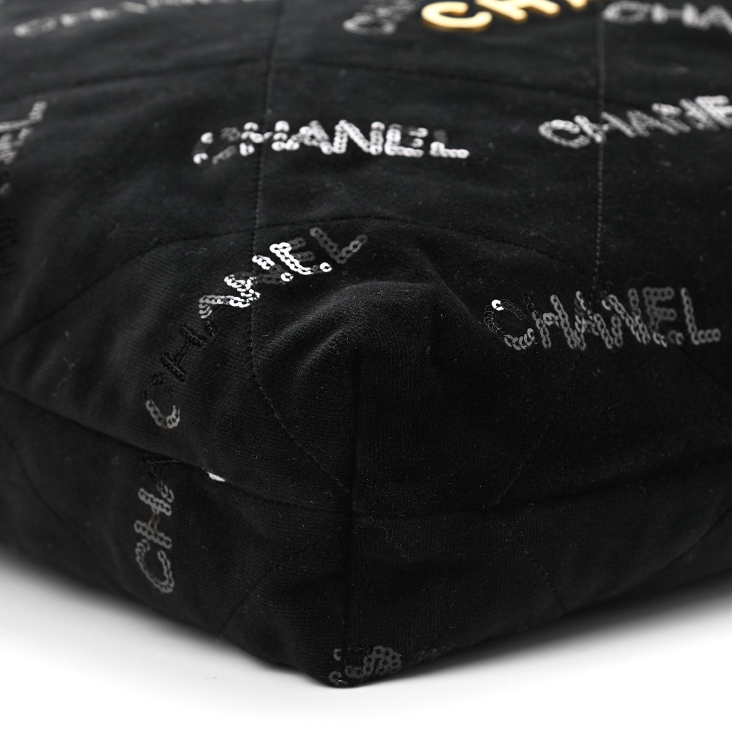 Chanel Velvet Sequin Quilted Chanel 22 Black 10 of 11