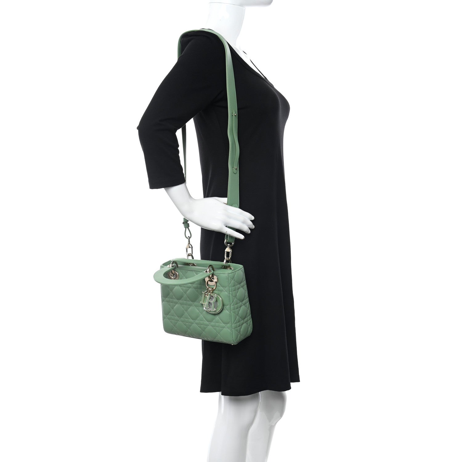 Christian Dior Lambskin Cannage Small My ABCDior Lady Dior Green 2 of 11