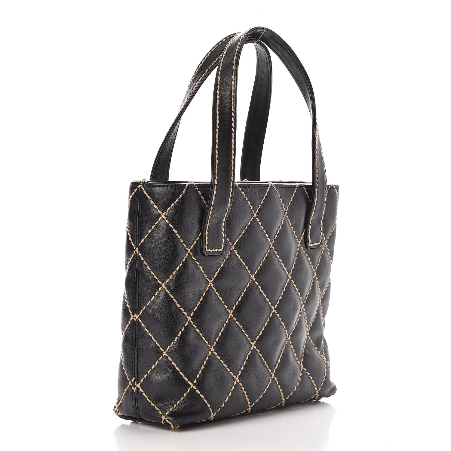 Chanel Calfskin Contrast Stitch Surpique Tote Black 3 of 7