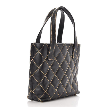 Chanel Calfskin Contrast Stitch Surpique Tote Black 3 of 7