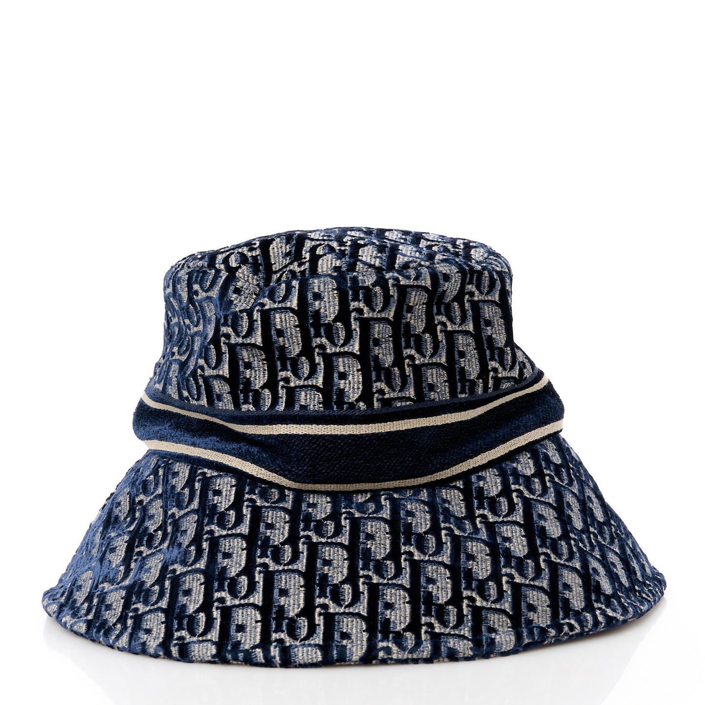 Velvet Oblique Large Brim Bucket Hat 57 Bleu Marine