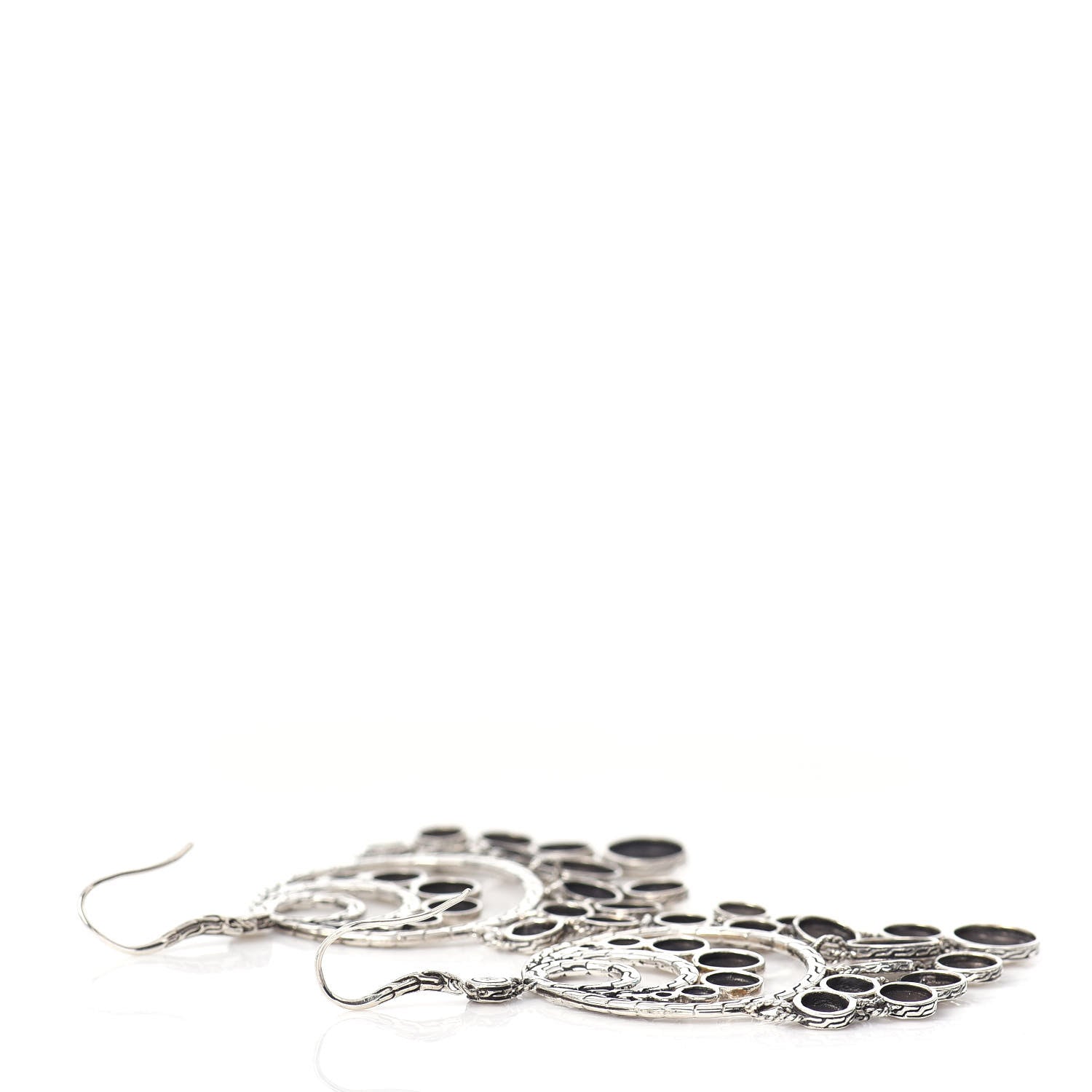 John Hardy Sterling Silver Palu Hammered Disc Chandelier Earrings 3 of 4