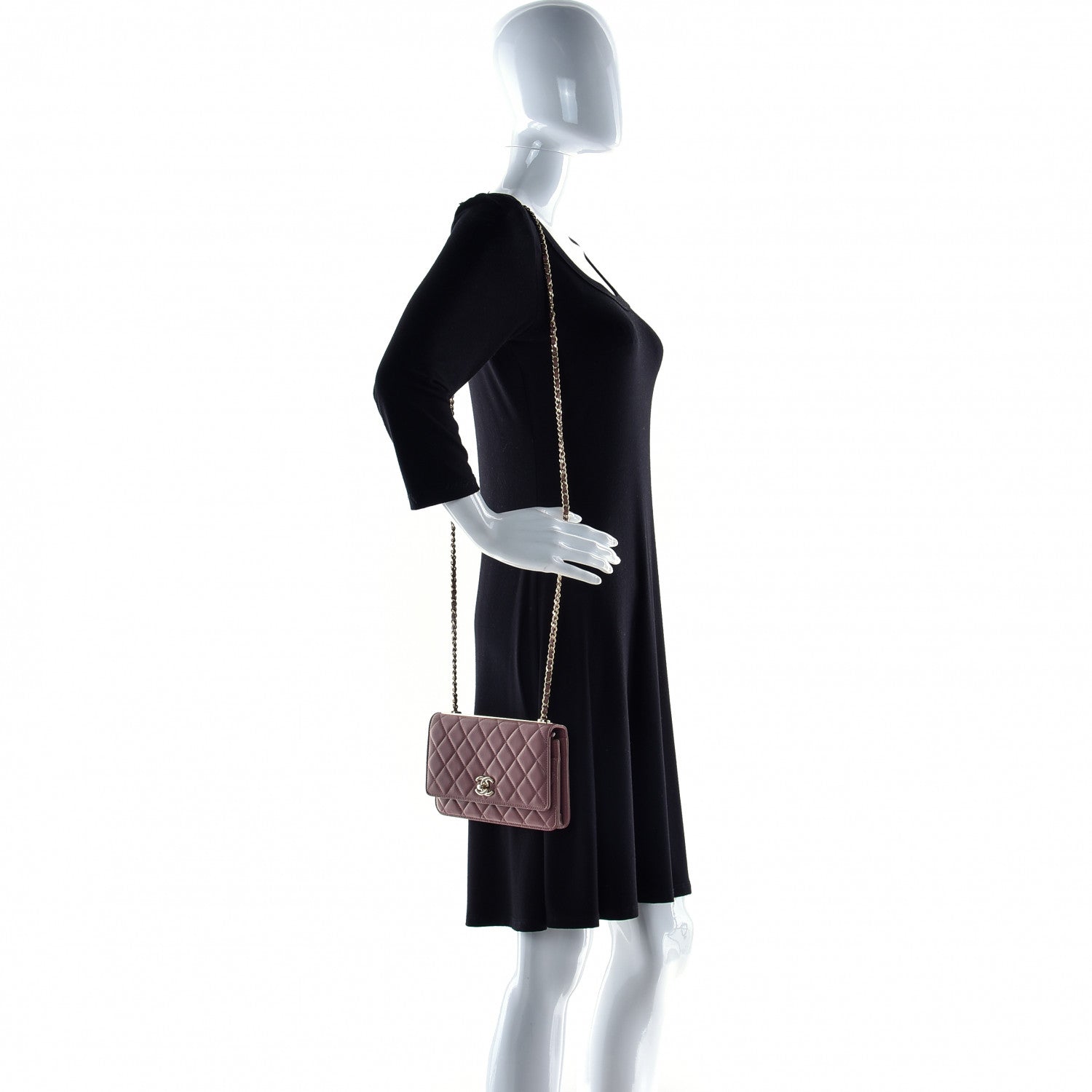 Chanel Lambskin Quilted Trendy CC Wallet On Chain WOC Nude 2 of 16