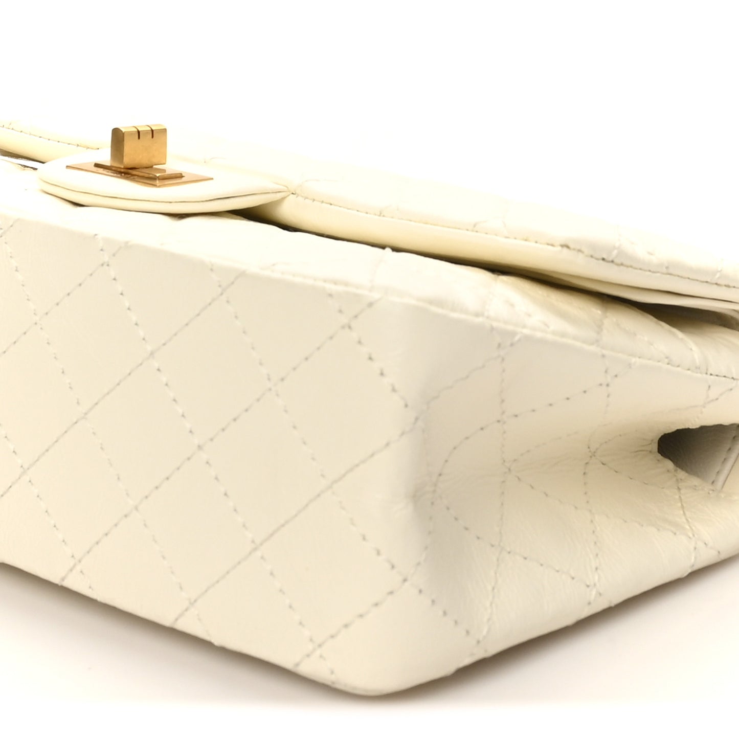 Aged Calfskin Quilted 2.55 Reissue 225 Flap White