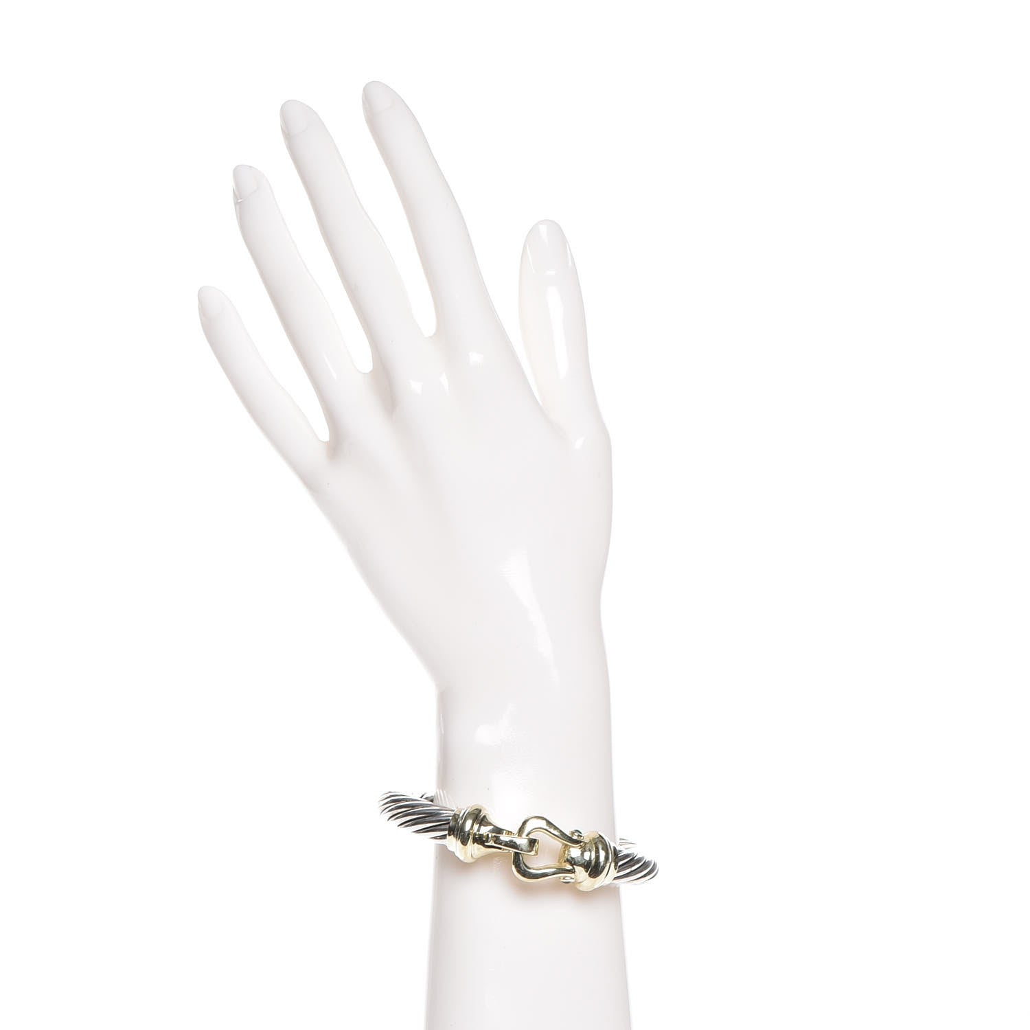 David Yurman Sterling 14K Yellow Gold Rhodolite Garnet Emerald 10mm Cable Buckle Bracelet 2 of 7
