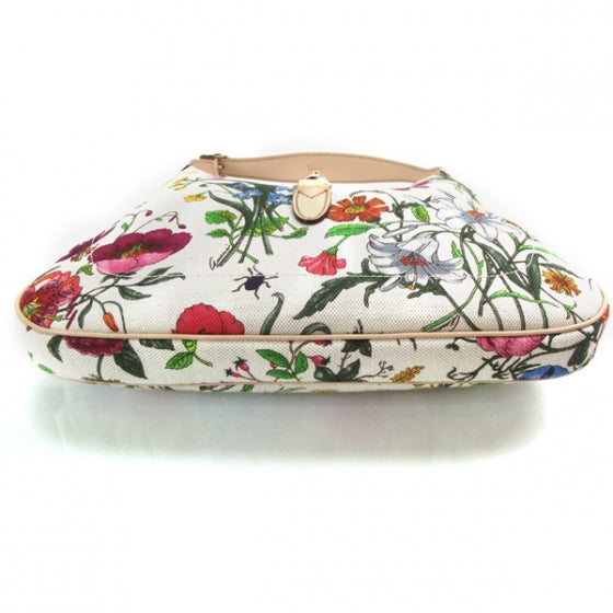 Canvas Floral Flora Small Jackie O Hobo White
