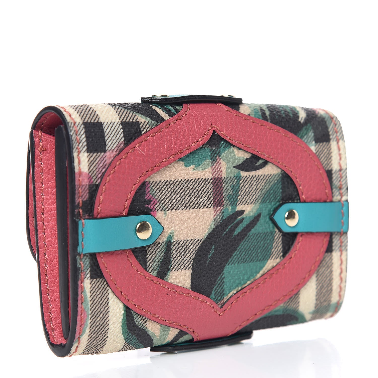 Burberry Haymarket Check Floral Print Chesam Card Case Plum Pink 3 of 14