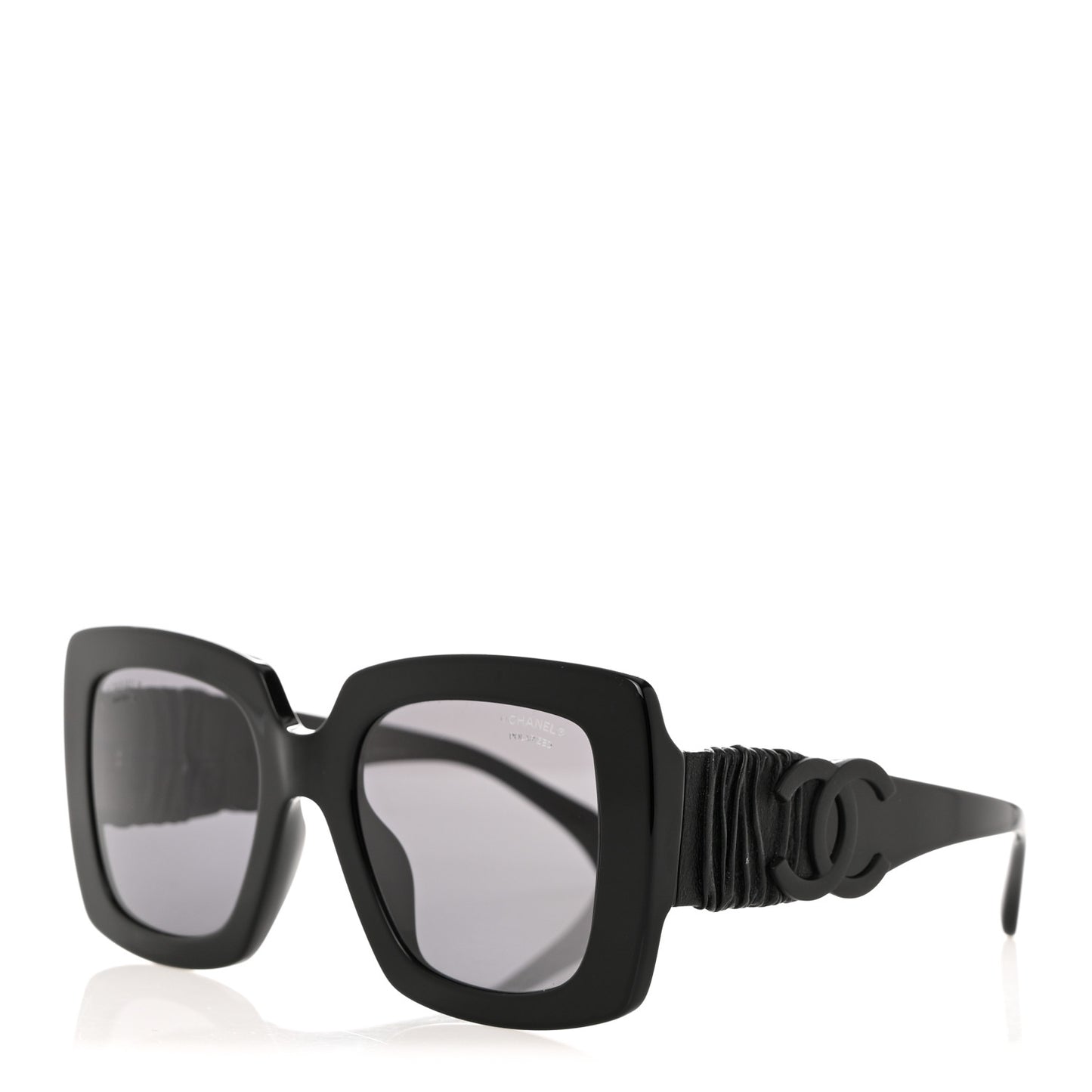 Acetate Calfskin Square Sunglasses 5474-Q-A Black