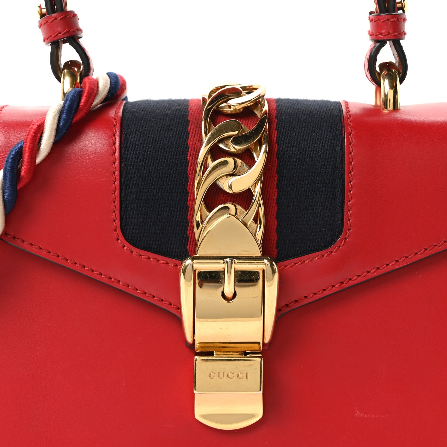 Gucci Calfskin Mini Sylvie Top Handle Bag Hibiscus Red 7 of 9