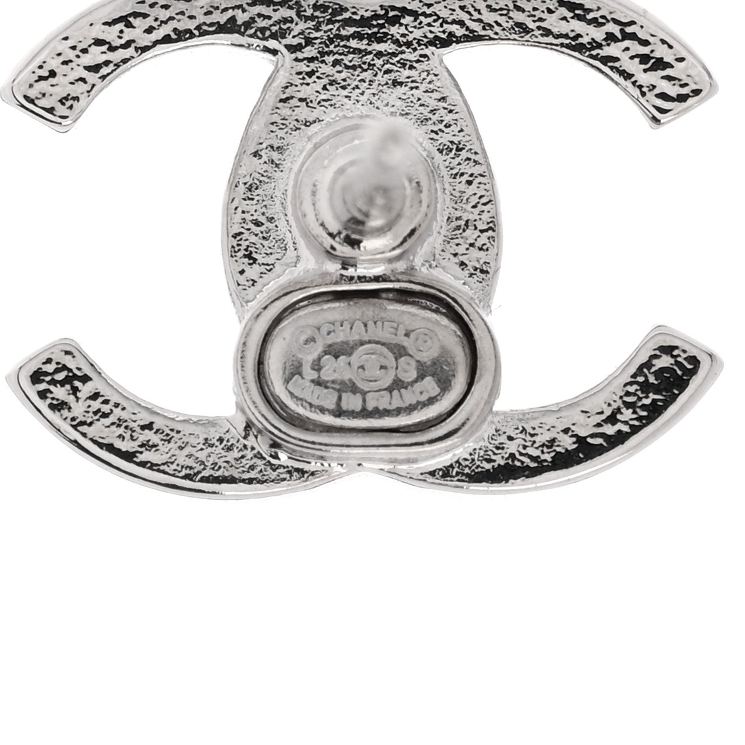 Chanel Metal Double CC Earrings Silver 4 of 5