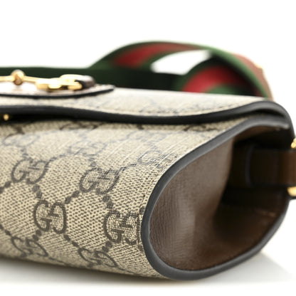 Gucci GG Supreme Monogram Azalea Calfskin Web Mini Horsebit 1955 Chain Shoulder Bag Beige Ebony Brown Sugar 10 of 10